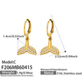 Crystal Whale Tail Hoop Earrings in Gold and Silver Tone view 7