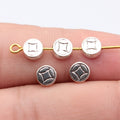 6.2x6.2x2.9mm 0.42g Multicolor Zinc Alloy Round Coin Pattern Loose Metal Double Sided Beads for Bracelet Jewelry Making