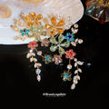 Crystal Flower Cascade Earrings in Three Colorways view 4