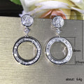 Crystal Open Circle Drop Stud Earrings With Clear Stone Accents view 5