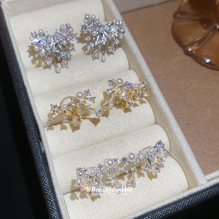 Crystal Branch Ear Clips in Three Metallic Colorways