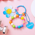 Candy Bead Smiley Daisy Keychains in Six Bright Color Combinations view 2