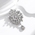Red Silver Tone Flower Crystal Metal Brooch Pin for Jackets and Lapels view 3