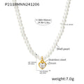 Shell Pearl Choker Necklaces Gold Zircon Geometric Pendants view 9