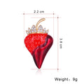 Red Gold Tone Strawberry Crystal Enamel Metal Brooch Pin view 2