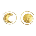 Hammered Sun And Crescent Hoop Earrings In Gold And Silver Tone view 5