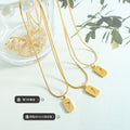 Gold Steel Rose Number 7 Dog Tag Snake Chain Necklaces view 2
