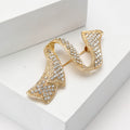 Crystal Wavy Ribbon Metal Brooch in a Gold Tone Finish view 3