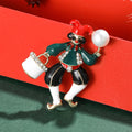 Colorful Jester Brooch with Pearl Like Ball and Clear Crystals view 4