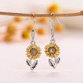 Sunflower Leaf Silver Tone Hook Earrings Polished Jewelry Accessory view 1