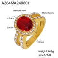 Gold Halo Oval Zircon Rings Clear Red Black Multi Sizes view 7