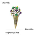 Pearl Cluster Ice Cream Cone Brooch in Silver and Gold view 7