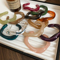 Wavy Marbled Open Resin Cuff Bracelet In Twelve Colors view 2