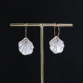 Gold Hoop White Shell Drop Earrings with Crystal Accent view 4