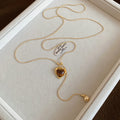 Gold Tone Fine Chain Necklace With Brown Heart Pendant view 6