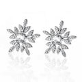 Silver Tone Layered Snowflake Clear Stone Stud Earrings view 1