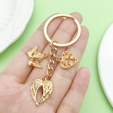 Heart Charm Keychains Featuring Cross Across 22 Pictured Variations