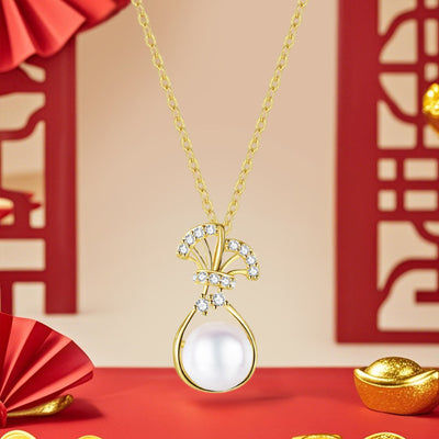 Front product view of 扇形托仿珍珠项链