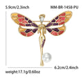 Purple Enamel Dragonfly Brooch with a White Pearl Dangle view 5