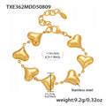 Polished Puffy Heart Link Necklace And Bracelet Gold Or Steel view 7