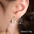 Gold Tone Pink Butterfly Drop Earrings Polished Statement Fashion Jewelry view 4