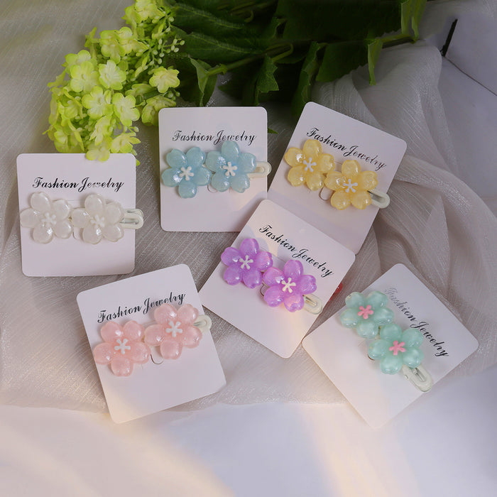Colorful Translucent Flower Double Bloom Small Hair Clips