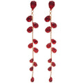 Colorful Teardrop Long Chain Tassel Stud Earrings with Polished Metal Details view 5