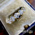 Yellow Gold Five Round Clear Stone Half Band Ring Sizes 6-10 view 4