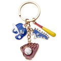 Blue Black Red and Silver Baseball Gear Keychains with Metal Hardware view 5