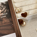 Brown Velvet Heart and Gold Ball Two Part Jacket Stud Earrings view 4