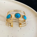 Turquoise Cabochon Multi Band Open Cuff Bracelet Set view 7