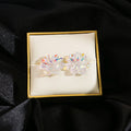 Iridescent Layered Camellia Flower Statement Stud Earrings view 3