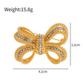 Ribbon Bow Crystal Metal Brooch Pin 4.2 x 3.2 cm for Jackets and Lapels view 2
