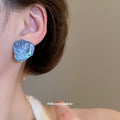 Textured Blue Irregular Geometric Resin Stud Earrings view 3