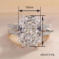 Silver Tone Large Rectangle Clear Double Band Ring 6-10 view 4