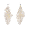 White Shell Look Petal Cascade Statement Long Stud Earrings view 5