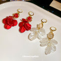 Layered Petal Drop Hoop Earrings - 2 Styles Polished Decorative Design view 4