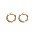 Crystal Textured Hoop Earrings in Gold and Silver Tones view 5