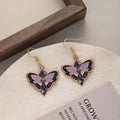 Black Blue and Pink Butterfly Moon Long Hook Earrings view 4