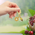 Daisy Bee Enamel Lobster Clasp Keychain Gold Hardware view 3