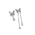 Asymmetric Butterfly Crystal Drop Earrings in Silver Tone, Two Styles view 5