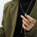 Adjustable Knot Lariat Snake Chain Necklace Gold Steel 65cm view 3