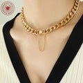 Thick Cuban Curb Chain Necklace Bracelet Box Clasp Gold Steel view 4