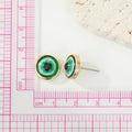 Gold and Silver Tone Glitter Eyeball Round Stud Earrings view 2