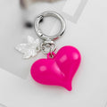 Glossy Resin Puffy Heart Keychain with Mini Charm Accent view 2
