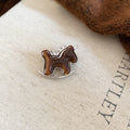 Silver Tone Rocking Horse Brooches Flocked Glossy 4 Colors view 6