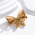 Ribbon Bow Crystal Metal Brooch Pin 4 x 4.8 cm for Jackets and Lapels view 3
