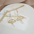 Silver Open Fan Cloud Wave Pearl Look Hook Earrings view 4