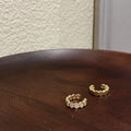 Gold Tone Crystal Geometric Ear Cuff Clip Earrings view 2