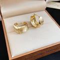 Brushed Metal Chunky Hoop Earrings in Two Tones with Decorative Details view 7